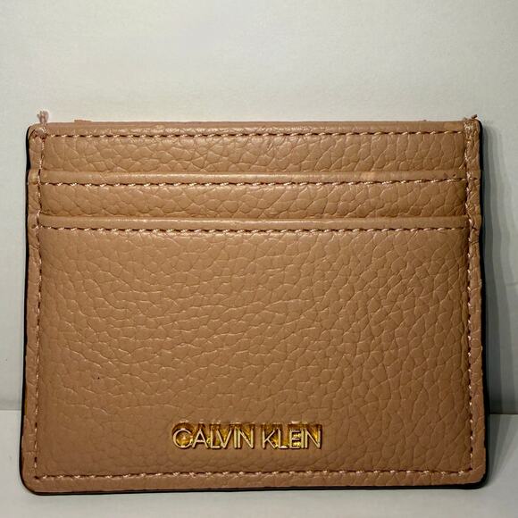 Calvin Klein Handbags - 💳 NWOT Leather Wallet : Calvin Klein Beige Tan Card Holder Slim Wallet ID Holder